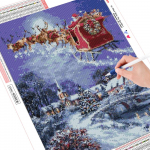 Huacani teemantmaaling J&otilde;uluvana p&otilde;der t&auml;iskandiline/&uuml;mmargune teemanttikandid Kelk Maastikuga p&otilde;der Kodukaunistused Mosaiik j&otilde;ulum&uuml;&uuml;k Full Round 20*30 cm