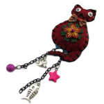 Les Tr&eacute;sors De Lily [P3676] - Broche Cr&eacute;ateur 'Capucines' bordeaux (chat) punane