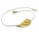 Les Tr&eacute;sors De Lily [P8178] - Bracelet acier 'Les Ailes d'Ange' dor&eacute; argent&eacute; - 25x12 mm kuld
