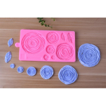 8 Isegi suured lilled roosilehed koogiserv pits silikoonvorm isetehtud fondant dekoratiivsed k&uuml;psetusvahendid roosa