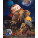 T&auml;is&uuml;mmargune teemantmaal Ninasarvik Elevandid Universum Lions Teemanttikandid Ristpistes 20X30CM