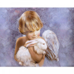 Ruut/&uuml;mmargune teemant 5D DIY teemantmaal  ingel poiss ja j&auml;nes  3D tikandid ristpistes mosaiik kodukaunistus Full Square (20X30CM)
