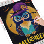 T&auml;isruudukujulised teemanttikandid Halloweeni isetegemine teemantmaaling &ouml;&ouml;kulli mosaiik m&uuml;&uuml;k loomakaunistused toale Full Round (20X30CM)