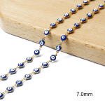 50 cm 18K kullatud ovaalsed helmed Evil Eye vaigu vaher&otilde;ngad vasest risti kett DIY kaelakee ehete leidmiseks 7mm 0.5meter kuninglik sinine v&auml;rv