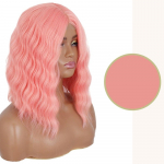 MISS WIG s&uuml;nteetiline parukas 14 tolli keskmise lainega pitsparukad naistele kuumakindlast kiust Lolita Cosplay igap&auml;evane blond roosa parukas