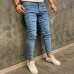 Meeste P&uuml;ksid Retro Stretch Teksad Vabaaja Slim Fit P&uuml;ksid Meeste Pesemis T&otilde;mblukk Suures Suuruses Pliiatsp&uuml;ksid Denim Skinny Teksad meestele L helesinine v&auml;rv