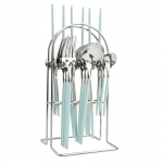 24 tk Western peegels&ouml;&ouml;giriistade komplekt koos luksuslike s&ouml;&ouml;giriistade hoiuriiuliga, kaasas nuga kahvel lusikas teelusikat&auml;is roostevabast terasest s&ouml;&ouml;gin&otilde;ud h&otilde;be/piparm&uuml;ndiroheline v&auml;rv