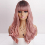 MERISIHAIR Long Ombre Roosa pikkade laineliste juustega parukas tukkidega Must pruun Cosplay looduslik kuumakindel s&uuml;nteetiline parukas naistele China
