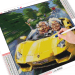 Teemanttikandid 5D maalimine, vana paar s&otilde;itvat autot r&otilde;&otilde;msat n&auml;dalavahetust, kristallmosaiikpildid t&auml;isringi Full Round 20x20CM