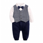 Beebipoiste riided Pehmest puuvillast v&auml;ikelaste p&uuml;ksid Little Gentleman vasts&uuml;ndinud kombinesooni r&otilde;ivad 3-6Months