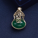 Blucome New Jewelry T&auml;ielikult sobiv &otilde;&otilde;nsast k&otilde;rvitsast pross Fulu inkrusteeritud Hetian Jaspis naiste n&ouml;&ouml;pn&otilde;elad Aksessuaarid roheline