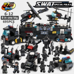 695tk Linnapolitsei SWAT veoauto ehitusklotsid komplektid laevas&otilde;idukite tehnilised klotsid Playmobil bricsk m&auml;nguasjad lastele