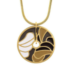 Les Tr&eacute;sors De Lily [R4927] &ndash; k&auml;sit&ouml;&ouml;na valmistatud terasest kaelakee 'Obao' must pruun kuld - 35 mm must