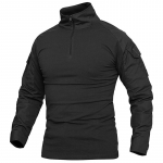 1/4 t&otilde;mblukuga kamuflaažiga pikkade varrukatega taktikaline s&auml;rk meeste &otilde;ues Airsoft paintball CP s&otilde;jalise v&otilde;itluse s&auml;rgid S-5XL 5XL must