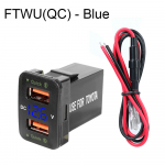 12-24 V Voltmeeter Dual USB QC auto pistikupesa laadija kiirlaadimine mobiiltelefonidele kiirlaadimine LED autotarvikud Toyota toiteadapter FTWU(QC) Blue