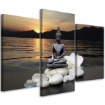 Kolmeosalise pildiga l&otilde;uendiprint Buddha Zen Spa Sunset 60x40 pruun