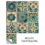 10 tk Mandala stiilis plaadid seinakleebis K&ouml;&ouml;k Backsplash &otilde;likindel kapi kraanikausi koorimine ja; Kleepige veekindlad kunsti seinakleebised 30cmX30cmX10pcs