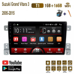 Suzuki Grand Vitara 3 2005-2015 9-tolline 2 dini autoraadio multimeediumipleier koos raamiga GPS-navigatsiooniga Android Auto raadio 1+16GB