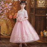 T&uuml;druk Hanfu iidne kost&uuml;&uuml;m lapsed Hiina stiilis v&auml;ikese t&uuml;druku kleit Tang kleit printsessi seelik rahvariided lapsed S roosa