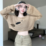 Naiste pluusid, &uuml;mara kaelusega, l&auml;bipaistva v&otilde;rguga kootud topid