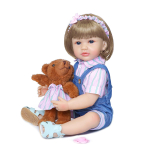 NPK 55 cm Reborn Baby Mudilane T&uuml;druk Printsess Nukk Elutruu V&auml;ga Pehme Silikoonist Nuku Vannim&auml;nguasi black