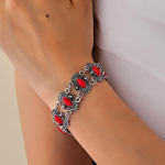 Vintage lihtne vintage h&otilde;bedane hobusesilm kivist k&auml;ev&otilde;ru Naiste isikup&auml;rastatud loominguline k&auml;ev&otilde;ru moeehted punane