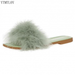 Muulad Sussid Naiste Mood Ruudukujulised varbad Karvased Lamedad Kingad Kontor Naised Slaidid Lamedad Roheline Valge Roosa Ytmtloy Zapatillas Mujer 35 roheline