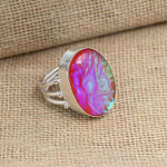 Lilla kolmik opaal v&auml;&auml;riskivist 925 sterlingh&otilde;bedast k&auml;sitsi valmistatud ehete m&auml;lestuss&otilde;rmus 4 lilla