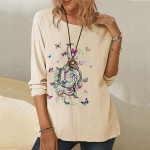 Naiste s&uuml;gistopsid avara kassi lendav liblikasprint, p&otilde;hjuslik pikkade varrukatega T-s&auml;rk top pluus XS sinine