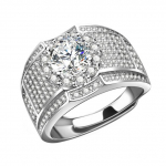 Fl 1,5-karaadine teemant meeste liialdatud suur s&otilde;rmus ehtne 925 sterling h&otilde;bedane Anillos De Jewelry teemantkihlas&otilde;rmuste karp 7 valge