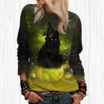 Naiste s&uuml;gistopsid lahtised kassiga lahedad kassimustrilised pikkade varrukatega T-s&auml;rk top pluus XS sinine