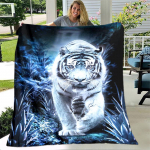 Tiger Animal Tr&uuml;kitud &uuml;lisuur manta diivanvoodi kate pehme ja karvane tekk pleed Pehme soe flanell Visttekid Kontorikingitused 125x150cm 50x60inch