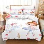 3D balleti t&uuml;druku voodipesukomplekt Cartoon Girl tantsutekk ja padjap&uuml;&uuml;r 2/3 tk AU140 * 210 &uuml;he-/kahe voodiga p&uuml;hadekingitus t&uuml;drukutele Pehme kodutekstiil AU Single 140x210cm