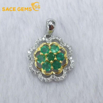 SACE GEMS S925 Sterling Silver 3*3MM naturaalse smaragdiga ripatsiga kaelakeed naiste kihlus&otilde;htule kokteilipeol peened ehted roheline