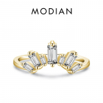 Modian 925 Sterling Silver S&auml;delev L&auml;bipaistev Tsirkoon Crown Luksuslikud S&otilde;rmused Naistele Pulmakihlus peened ehted 5 h&otilde;be