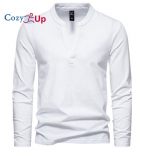 Cozy Up meeste mood Henley s&auml;rgid, pikkade varrukatega n&ouml;&ouml;biga puuvillane taskuga T-s&auml;rk M valge