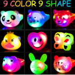 Helendavad s&otilde;rmes&otilde;rmused, Halloweeni laste peotarbed LED-loomakummist tarretis&otilde;rmused Vilkuvad s&otilde;rmed hulgim&auml;nguasjad, pimedas helendavad peotarbed lastele 9colors/ 9pcs