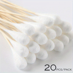 7,8-tollised puidust k&auml;epidemetega puuvillased tampoonid, puuvillase otsaga aplikaator, puhastamine puidust k&auml;epidemega 20pcs