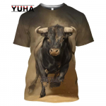 Suvine 3D jahiloomade jahiloomade h&auml;rjaprindiga T-s&auml;rk Maagiline Harajuku Trend Street Hispaania h&auml;rjav&otilde;itlus L&uuml;hikeste varrukatega &uuml;lisuur meeste topp M