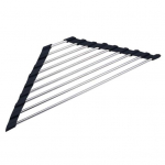 Kolmnurkne kokkurullitav n&otilde;udekuivatusrest Kokkupandav roostevabast terasest kraanikausi kohal Korraldaja Ruumis&auml;&auml;stlik k&ouml;&ouml;givalamu nurk &auml;ravoolutoru hoiuriiuli hoidik must