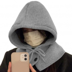 Naiste talvem&uuml;tsi salli komplekt Balaclava m&uuml;ts koos n&ouml;&ouml;riga Slouchy soe kapuutsiga sall Kootud pullover-m&uuml;ts Kost&uuml;&uuml;mitarvikud valge