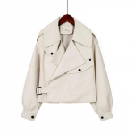 Uus S&uuml;gis Naiste Kunstnahast Jakk Pu Mootorratta Biker Punane Mantel Allakeeratav Krae L&otilde;tv T&auml;navariietus Must Punk &Uuml;ler&otilde;ivad Naiste Kunstnahast Jakk L beež