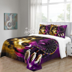 Bohemian Style Wolf Psychedeli Animal King Queen, 2 &uuml;heinimesevoodit t&auml;is voodipesukomplektid &Uuml;he kaheinimesevoodi tekikott ja 2 tk padjakate 135x200 cm