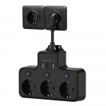 Euroopa standardne vooluriba, multifunktsionaalne pistikupesa, &uuml;lepingekaitse, must pistikupesa, valge pistikupesa, juhtmega pistikupesa, 3 pistikupesa, 3 kiirlaadimis-USB-porti black 16A-4000W