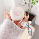 Love Heart Strap beež k&otilde;rvaklappide &uuml;mbris Samsung Galaxy Buds 2 Pro Live &uuml;mbris jaoks Galaxy Buds2 Pro Cover Fundas t&auml;ielik kaitse koos k&auml;ev&otilde;ruga for Galaxy Buds Live