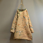 Johnature naiste vintage parkad prinditud lillelised mantlid talvepullover Hiina stiilis naiste riided n&ouml;&ouml;biga mantlid One Size kollane