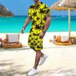 Suvised v&auml;rvilised vahtralehtede komplektid, meeste sport, s&ouml;rkimine hingav T-s&auml;rk, dressi&uuml;likond, 3D-tr&uuml;kiga vabaaja riie, mis sobib 4XL