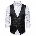 Meeste pidulik pulmavest Jacquard &uuml;likond Vest &otilde;huke smoking 2XL must