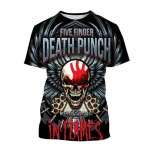 Uus pop-metalb&auml;nd Five Fingers Death Punch 3D prindiga T-s&auml;rk Moodne meeste r&otilde;ivad Hip Hop Harajuku Unisex Oversized T-s&auml;rk Topid XL