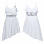 T&uuml;drukute &otilde;lapaelad V-kaelusega litritega ebaregulaarne &auml;&auml;ris Ladina tantsukost&uuml;&uuml;mid Lastele L&uuml;&uuml;riline uhke peokleit 5-6 Years tumesinine v&auml;rv